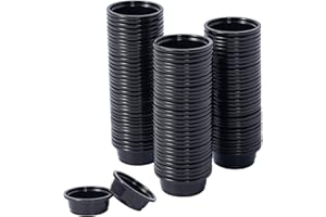 SLSON 100Pcs Gecko Feeding Cups 0.5oz Reptile Food and Water Black Feeding Dish for Lizards, Tortoise,Bearded Dragon Crested Gecko Feeding Bowls for Small Pet Ledge Accessories