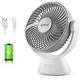 Gesto 7.8 Inch High Speed Rechargeable Table Fan for Home – USB Charging Battery Fan With Led Light | 1200mAh Battery for Upt