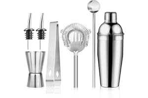SIMDAO 7 Stücke Cocktail Set, 8 Edelstahl Shaker Mixer, professionelle Barkeeper zubehör, mit Shaker, doppel messbecher, löffel, Pourer, zum mischen von getränken, zuhause, bar, Party