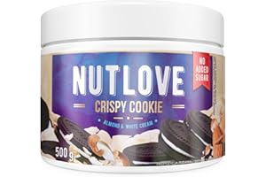 ALLNUTRITION Nutlove Crispy Cookie Crunchie Spread - Biscotti Spalmabili Senza Zucchero - Mandorle e Crema Bianca - Snack a Basso Contenuto Calorico - Snack Salutari - 500g