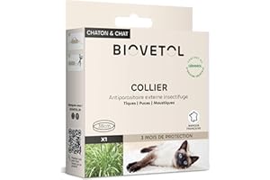 Biovetol - Collier Insectifuge - Antiparasitaire d'origine Végétale (1 Collier, pour Chat)
