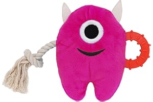 Onmygogo Jouet couineur à mâcher pour chien de grande taille, jouet en peluche durable à tirer à la corde pour chiots de petite, moyenne et grande race (fuchsia)