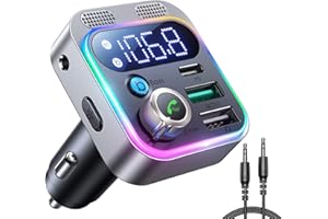 JOYROOM 2022 Bluetooth 5.3 Voiture, [Dual Micros & HiFi Deep Bass] Rapide 48W PD&QC3.0 Transmetteur FM, Appels Mains Libres, Adaptateur Radio Lecteur de Musique MP3 Support Connexion Auxiliaire/USB