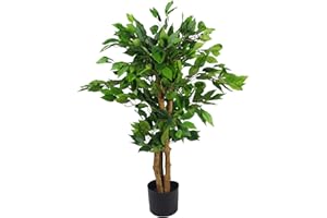 Leaf Árbol ficus Artificial de Hoja perenne, 90 cm