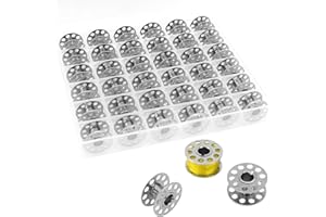 PEAKTOP 36 Canillas Maquina Coser con Caja, Metal Maquina para Hacer Canillas, Duradero Cajas para Hilo De Coser, Bobinas De Hilo para Maquina De Coser para Brother Janome Singer Elna