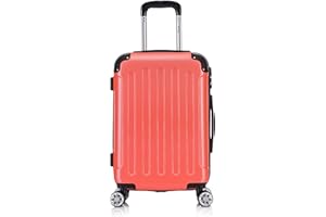 Flexot® Flex-2045 Handgepäck Kabinentrolley Koffer (16 Farben zur Auswahl) Zwillingsrollen Reisekoffer Bordcase Koffer Trolley Hartschale (M, Neon-Orange)