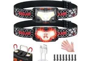 OUMEIOU Head Torch Rechargeable 2 Pack,Super Bright LED Headlamp with Motion Sensor,1500 Lumen Waterproof Headlight for Kids & Adults,9 Lighting Modes for Running Camping Fishing