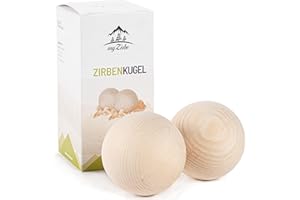 MYZIRBE Confezione doppia – “Zirbenkigel”, Sfera in legno di cirmolo di Salisburgo, 7 cm, in 100% legno di cirmolo naturale delle Alpi austriache, in confezione regalo