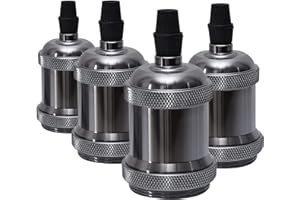 Sevenpers Portalámparas Vintage E27, 4 piezas Casquillos para Bombillas Adaptadores de Portalámparas Cerámica Edison retro lámpara, para Hogares Oficinas Bares Restaurantes （Negro）