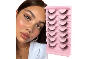 Oreola Faux Cils Oeil de Chat avec Bande Transparente Cils Moelleux Texturés Faux Cils de Vison Cils Naturels Moelleux Boostés Vaporeux 7 Paires