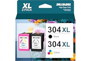 JMLCOLORS 304XL Ink Cartridges Replacement for HP 304 Ink Cartridges Black and Colour 304 XL Ink Cartridges Combo Pack for Envy 5000 5010 5020 5030 5032 DeskJet 2600 2630 2620 2632 2634 3700 3750 3760