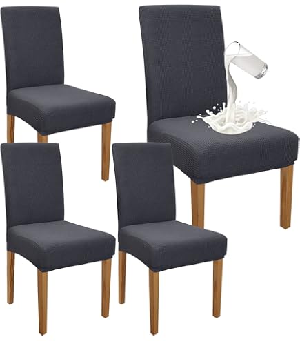 Beautex - Set di 4 coprisedie in jersey, elasticizzato, cotone bi-elastico, colore a scelta, cotone, bianco, Onesize Stretch