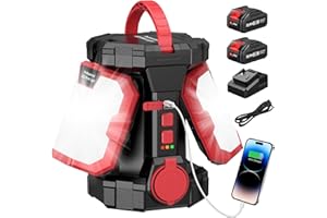 Avhrit Projecteur LED Rechargeable, Lampe Led 5000LM 60W Super Lumineux avec 2 Batteries 4000mAh, Projecteur Chantier 2 en 1 Pour le Chantier, le Garage, le Camping ou les Pannes de Courant