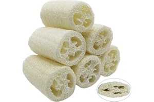 CESHMD 6 esponjas de luffa naturales, 10 cm, pepino, para eliminar la piel muerta, para el cuidado del cuerpo, baño y ducha, para la cocina, esponja de luffa natural exfoliante (comprimida)