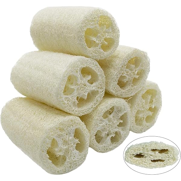 Natürlicher Luffa-Duschschwamm – 4 Stück, Peeling Für Die Haut, Mit Gummiband, Ca. 11–16 Cm (100% Bio)