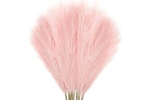 JOENCOST 8Pcs 3FT Faux Pampas Grass Large Branches for Boho Decor, Non-Shedding Fluffy Artificial Bulrush floral feathers, Tall Reed Fluffy Stems Vase Filler Living Room Wedding Decoration (Pink 1)