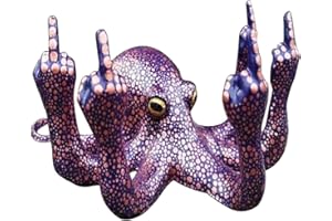 LGYKUMEG Skulptur Deko Harz Kleine Octopus Statue,kreative kreative Harzstatue Mittelfinger leuchtende tierverzierungen, Coole Dekoration für Wohnzimmer Haus Garten Büro Bar,Lila,4,72x5,12 Zoll