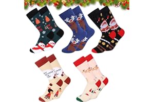 TSLBW 5 par Nowatorskie świąteczne skarpetki Święty Mikołaj Snowman Ginger Man Christmas Skarpetki Unisex bawełniane skarpetki Boże Narodzenie Jeden rozmiar dla dorosłych dzieci Prezent