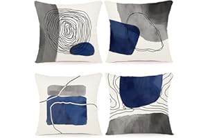 ZWJD Poszewka na poduszkę 50 x 50 cm, zestaw 4 szt., poduszki dekoracyjne, lniane poszewki na poduszki, geometryczny wzór, na sofę, do salonu, poduszki ozdobne 50 x 50 A082-20