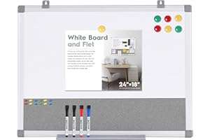 S SWANCROWN Swansea Magnetic Whiteboard 2 in 1 Combo Gray Pin Noticeboard with Dry Erase Marker + 6 Pushpins, 60x45cm