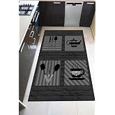 Viva Home Kaymaz Taban Makinede Yıkanabilir Mutfak Halısı Ar818, Siyah, 120 X 180