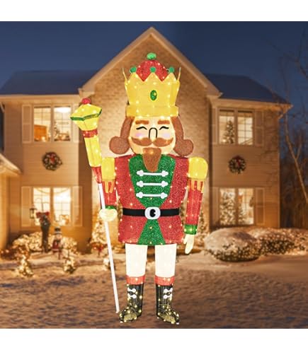 BAKAJI Nussknacker Soldat 106cm Holz - Weihnachtsdekoration Mit Funktionierendem Mechanismus