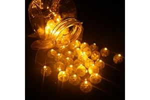 Auting Lot de 100 mini lumières LED pour ballons - Blanc chaud - Pour lampions en papier, mariage, Noël, fête, anniversaire, Halloween