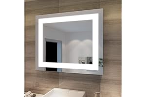 ‎SONNI SONNI Badspiegel Lichtspiegel Kupfer bleifreie LED Spiegel Wandspiegel 60 x 50cm badezimmerspiegel kaltweiß IP44 energiesparend