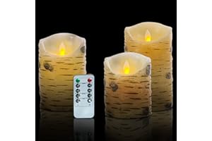 Bougies sans flammes 4"5"6"Ensemble de 3 piles réelles Pas de piles en plastique une télécommande à 10 touches avec 2/4/6/8 heures Fonction de minuterie 300 heures YIWER