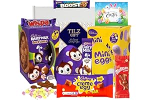 TILZ GEAR Easter Eggs Easter Chocolate Gift Hamper - Chocolate Easter Gifts For Kids Dairy Milk Easter Egg, Freddo Easter Egg, Mini Eggs, Creme Eggs (BUTTONS & MINI EGG)
