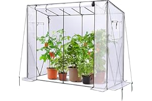 Ohuhu Gewächshaus Foliengewächshaus überwinterungszelt für Pflanzen, Begehbarer Gewächshaus Klein mit PE-Abdeckung Stabil 200x77x170 cm Winterfest Tomatenhaus für Optimales Pflanzenwachstum