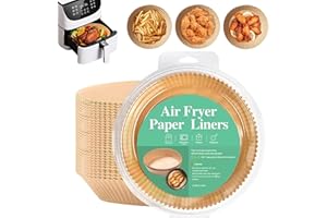 HiKiNS Fodera di carta usa e getta per friggitrice ad aria, 100 pezzi, 16 cm, antiaderente per friggitrice ad aria, a prova di olio, pergamena per friggitrice ad aria, forno a microonde