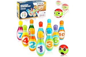 TOSUTO Bowling Enfant,Jeu de quilles pour Enfants,Jouets Montessori,10 Quilles Colorées + 2 Balles en Mousse,Idée Cadeau pour Garçons et Filles (à partir de 3 Ans)
