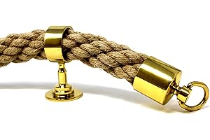 SEILFLECHTER - Set di corde per corrimano | composto da 5 m di corda di canapa in gomena Ø 34 mm, con due terminali e cinque supporti intermedi | Ottone lucido