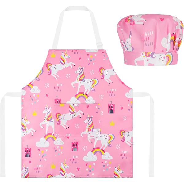 Set Grembiule E Cappello Chef Per Bambini 3-6 Anni - Bianco Con 2 Tasche - Foto 3