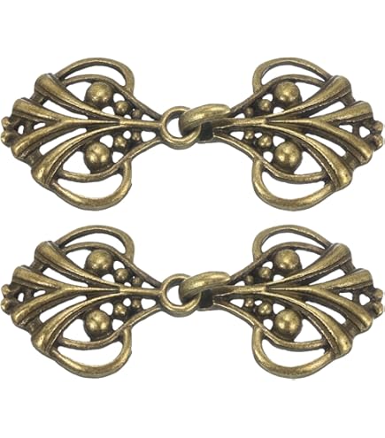WANDIC Mantel Sluiting Bevestigingsmiddelen, 4 Stks Vintage Holle Cape Bevestigingsmiddelen Bronzen Sluitingen Vest Bevestigingsclips Sieraden Clips Voor Kleding Trui Sjaal