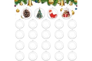 Yeelan 24Piezas, 60mm plástico Transparente acrílico rellenable Transparente Bola Adorno chuchería Esfera para el Banquete de Boda de Navidad decoración para el hogar