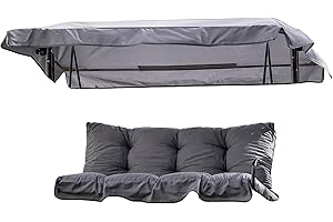 ‎PATIO PATIO Hollywoodschaukel Auflage 2 Sitzer Luna/Kate Bankauflage 130x46 cm mit Sonnendach gesteppt mit Volant grau