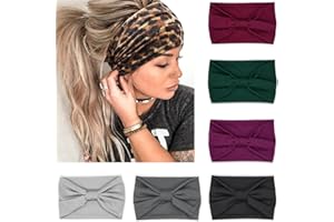 VENUSTE Wide Headbands for Women's Hair, Solid Fashion Knotted Head Bands for Adult Women Hair Accessories, 6PCS