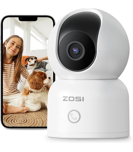 Agreago Indoor Security Camera,2.5K 4MP HD Pan/Tilt Dog-Camera,2.5GHz With Night Vision,Motion Detection For Baby And Pet Monitor, Cloud & SD Card Storage, Compatible With Alexa & Google Home, White-347958