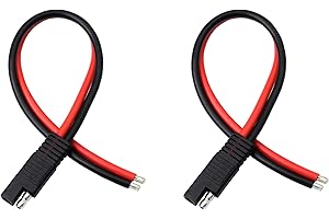 PNGKNYOCN Câble de raccordement SAE 30 cm - 10 AWG SAE - 2 broches - Connecteur rapide SAE - Pour moto, voiture, tracteur - Lot de 2