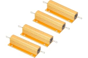 PATIKIL 4 st aluminiummotstånd, 100 W 8 ohm 5 % motståndstolerans med aluminiumhölje trådmotstånd lindad kraft med skruvuttag