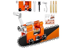 SULIAO Chain Saw Sharpening Jig, Chain Saw Sharpener Tool with 5Pcs Tungsten Carbide Chainsaw Sharpener Bits, Portable Manual Chainsaw Chain Sharpening Jig Kit for 4"-22" Chain Saws, Gold