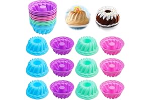 Coolon Silikon Gugelhupfform Klein Silikon Backform,12 Stück Silikon Gugelhupf Backform，Wiederverwendbare Kuchenform Set für 