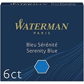 Waterman Dolma Kalem M&uuml;rekkep Kartuşları, Kısa 'Uluslararası', Serenity Blue, 6 Adet