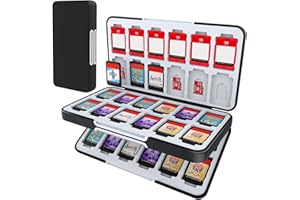 HEIYING Étui pour Cartes de Jeu pour Nintendo Switch 2 / Switch OLED, Mallette de Voyage Portable Noire avec 48 Emplacements pour Carte de Jeu et 24 Emplacements pour Carte Micro SD