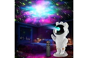 SYDERUER Proyector LED astronauta - proyector de cielo estrellado para niños con temporizador, mando a distancia y regulable, luz nocturna de planetario para dormitorio, regalo para niños y adultos para Navida