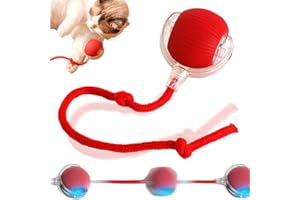 Lamvpiny Interactive Cat Dog Ball Toy, 360° Smart Rolling Pet Ball with Tail, Automatic Rolling Intelligence Cat Toy Ball - USB Rechargeable - Type-C Interface - Three Working Modes (Red)