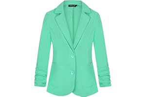 MINTLIMIT Giacca da donna casual da lavoro da ufficio con tasche con bottoni a maniche a 3/4