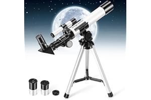 WARMFUNN Telescopio para niños y principiantes, F40040 Telescopio astronómico con visor telescopio, óptica totalmente revestida, brújula y telescopio refractor de tres patas, observación del regalo del cielo